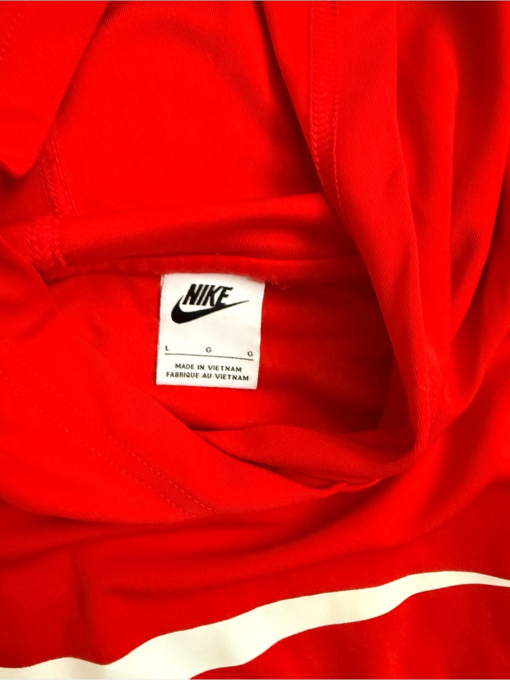 Nike Boys Large Red Hoodie with White Swoosh and Black and White Swoosh Accent - Picture 5 of 7
